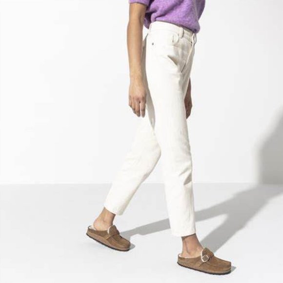 Birkenstock $170 Buckley Shearling Suede Tea Eu Sz 42N US 11 NIB! - Picture 2 of 6